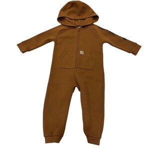Carhartt Kids Hooded Full Zip Jumpsuit Brown, 18 mo
